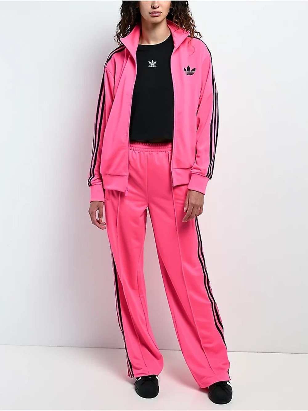 adidas Originals Pink Track Jacket with Black Three Stripes - Picture 5 of 5